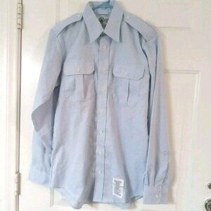 Defense Logistics Agency Wings Collection Button Up Blue Shirt Men's 15.5 34/35
